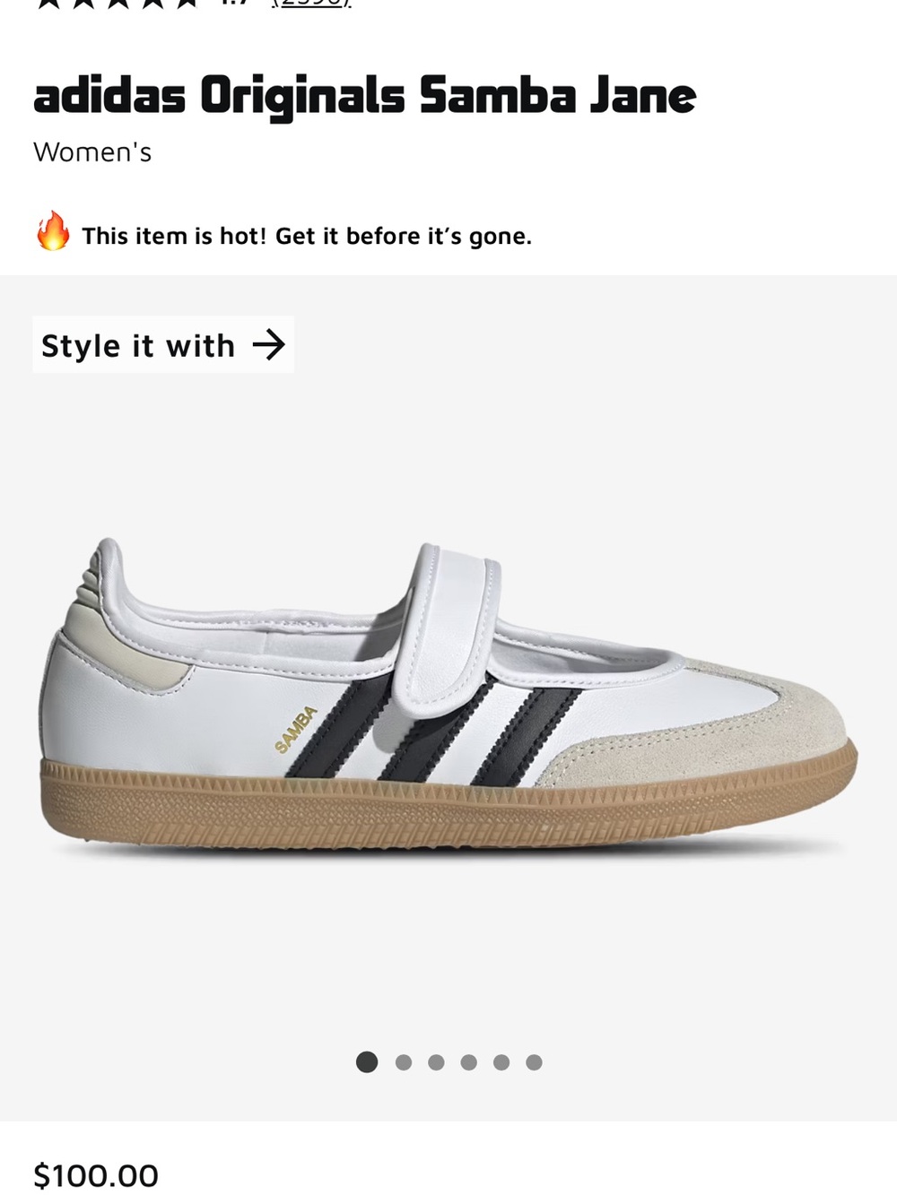 adidas Samba Mary Jane Shoes in White/Black/Tan